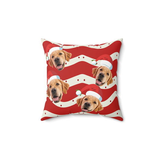 Christmas custom pet portrait square pillow