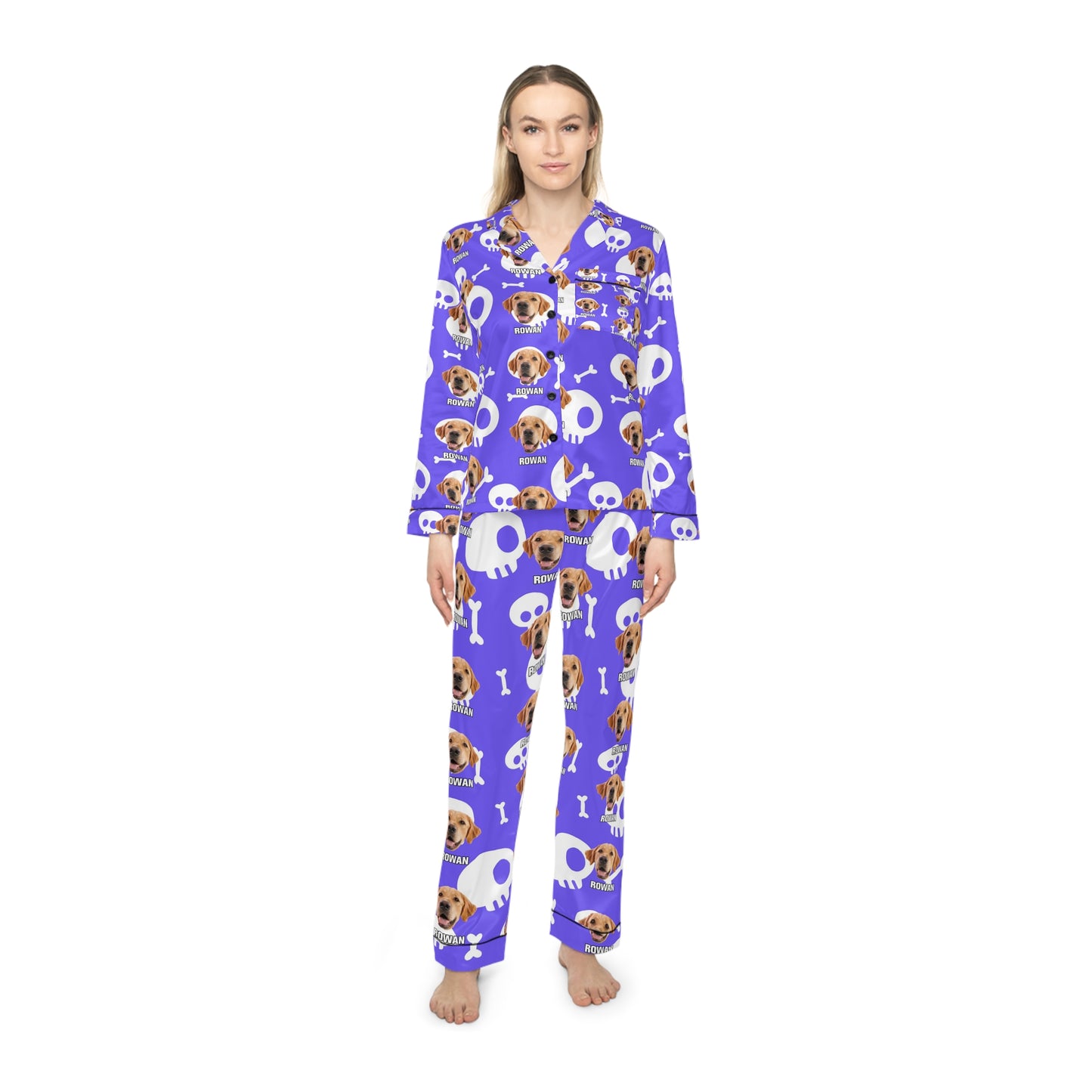 Halloween Pet Customization Women's Satin Pajamas